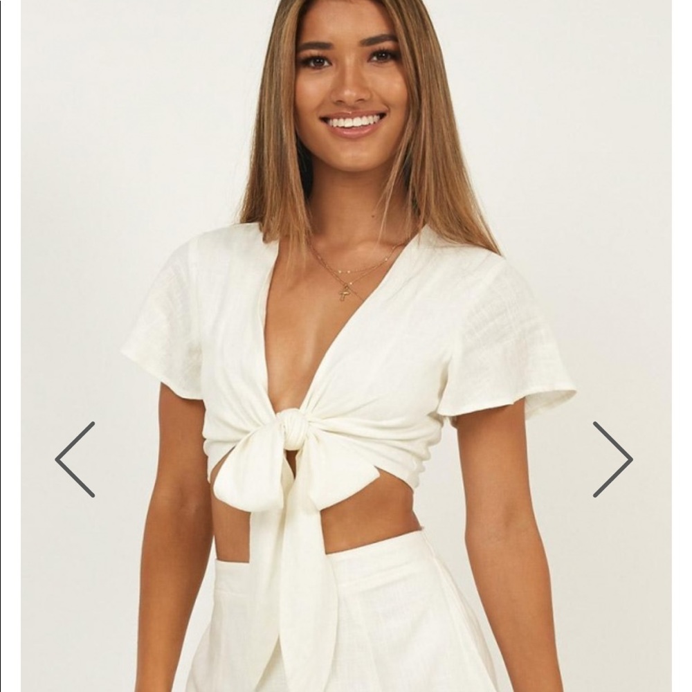 Sunny Days Set In White Linen Look Size Small